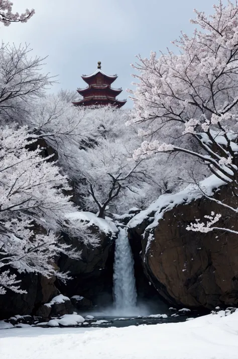 （Blurred foreground：heavy snow：2.0，），（Plum blossom falls：1.6），，），（The middle of an elegant courtyard，Plum tree），（Bellows：1.5），（Wide Angle，Ultra HD细节，masterpiece, Ultra HD, Super Detail, High Detail, best quality, high resolution, Awards, 8K），（Chinese advan...