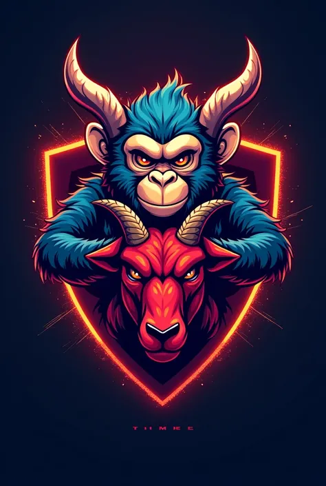 TIME E-sports LOGO with a MONKEY holding the head of a RED GOAT catching the MKT initials 500x500
