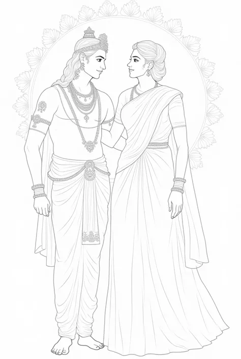 Line art image. Lord murugan son of shiva and valli wedding image 