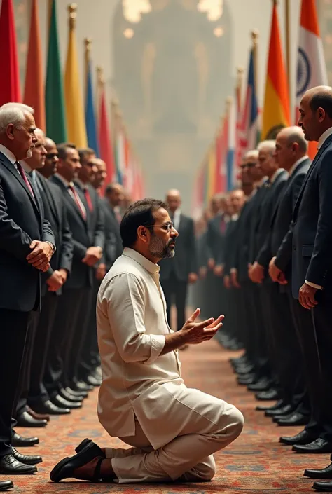 Rahul gandhi begging modi in front of world 

