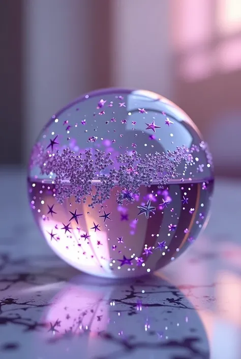 Purple sphere marble with sparkling glitter 