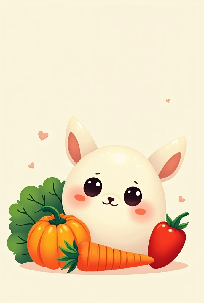 cute　simple　simpleな顔　character　An illustration　spinach　pumpkin　carrot　paprika　 No background　　
