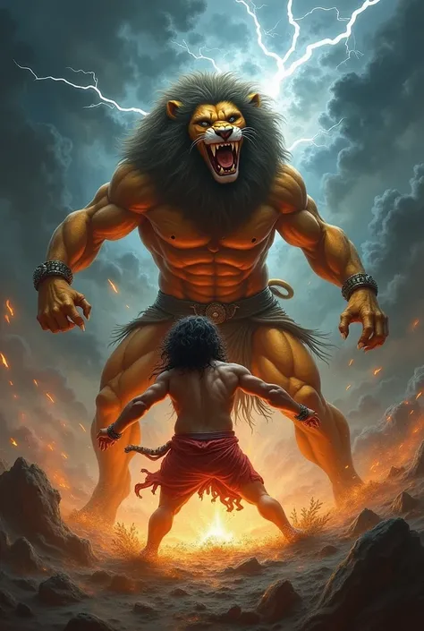  lord narasimha killing young hiranyakashyap  by ripping his stomach 
