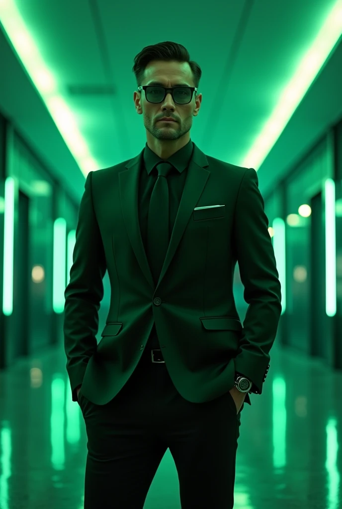 
"A futuristic and elite alpha male, impeccably dressed in a sleek, high-tech tailored suit that combines luxury with cutting-edge fashion. He stands with a powerful and commanding presence, embodying leadership, strength, and the warrior spirit of a new e...