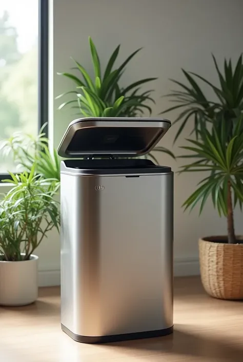 create a  garbage bin with automatic lid and alcohol sprayer