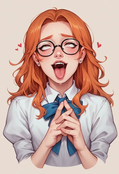  a femboy with long ginger hair and a slutty schoolgirl uniform with dental braces and glasses, ahegao pose, artgerm and atey ghailan, beautiful digital artwork, adorable digital painting, cute detailed digital art, beautiful character, beautiful digital i...