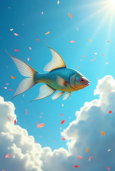 A fish flying on sky