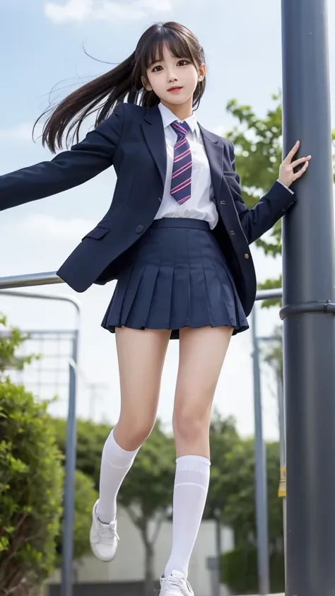 cute､high school girl､Idol､uniform､blazer､mini skirt､See-through､Fluttering in the wind