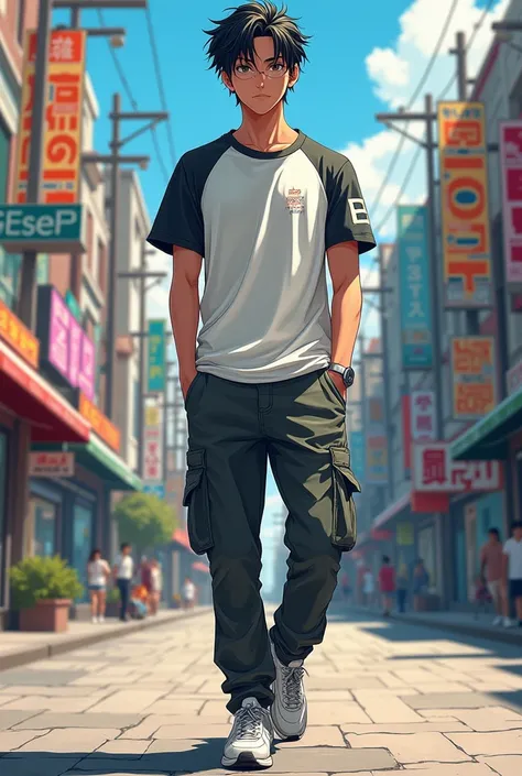 池田 剣介（Ikeda Kensuke）

Hairstyle：Shortcuts、Black with light brown highlights
Eye color：Black
Height：178cm
Clothing：Sporty shirt and cargo pants、sneakers。