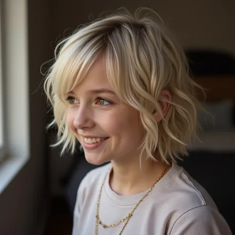 Girl with short hair
