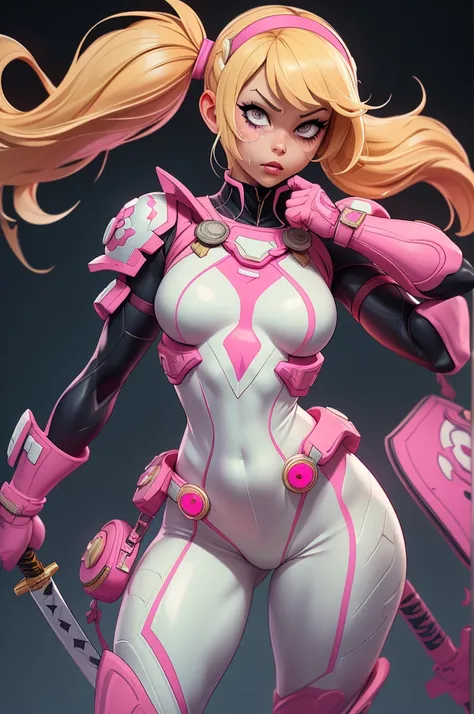 ((Best quality)), ((Masterpiece)), ((Realstic)) and ultra-detailed pchaudography, Gwenpool, Pretty Girl Gwenpool marvel universe, 
"A highly detailed and dynamic illustration of a female superhero inspired by the Marvel Universe. She has an athletic and cu...