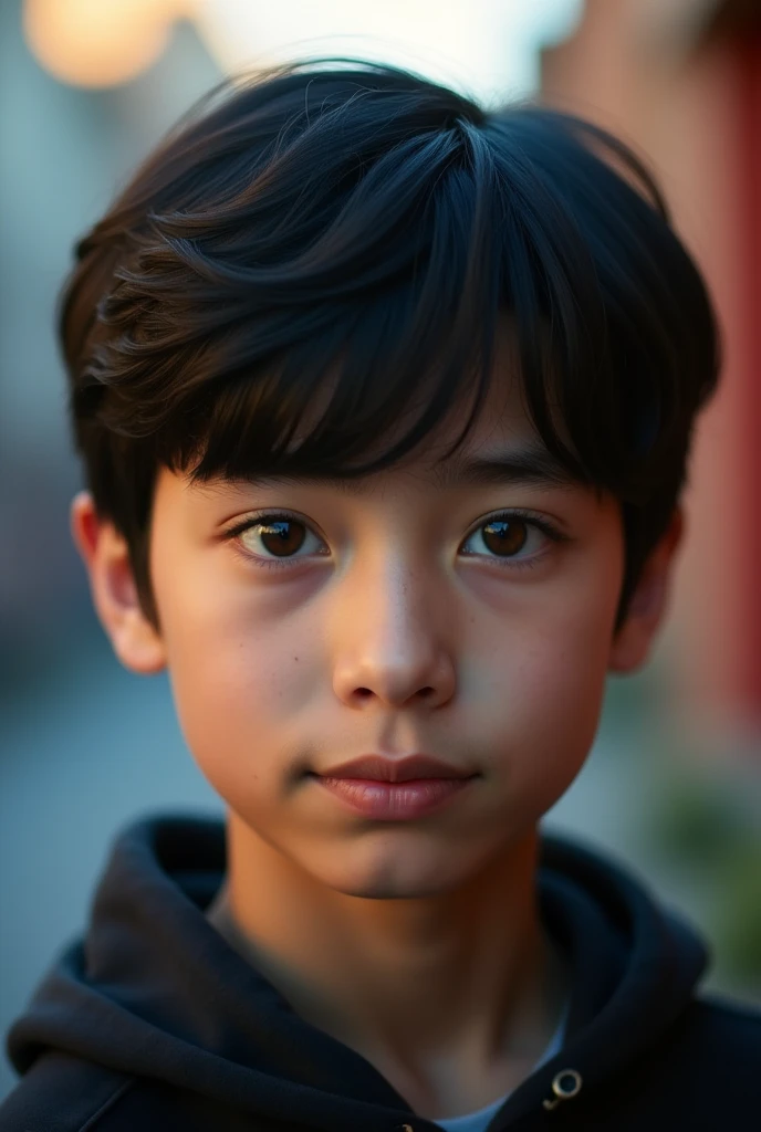 close up of a man, height 170,black hair, Brown eyes, 16 years