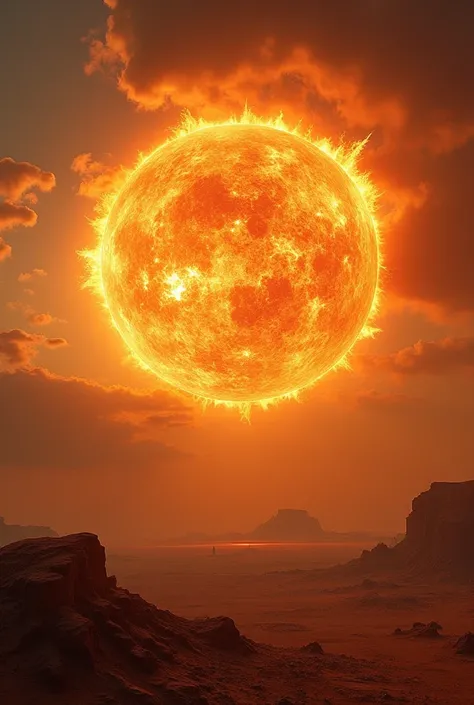 Huge burning  sun