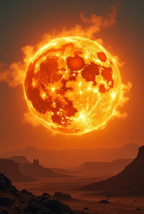 Huge burning  sun