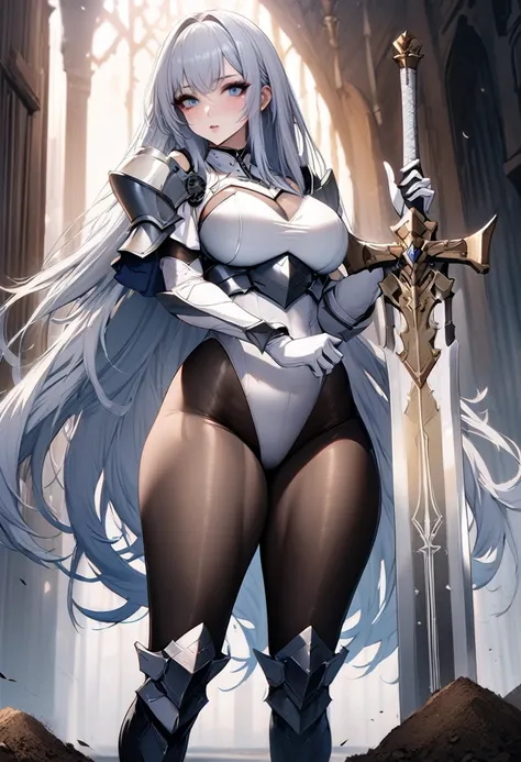 ((highest quality)), ((masterpiece)), ((hyperrealistic)), fantasy world, (solo), 1girl, 18 years old, ((curvy)), ((Tight and digging into the skin: 1.2)), perfect face, ((Azur Lane)), ((Heraldic pattern armored dress)), ((white paladin armor)), ((skin-tigh...