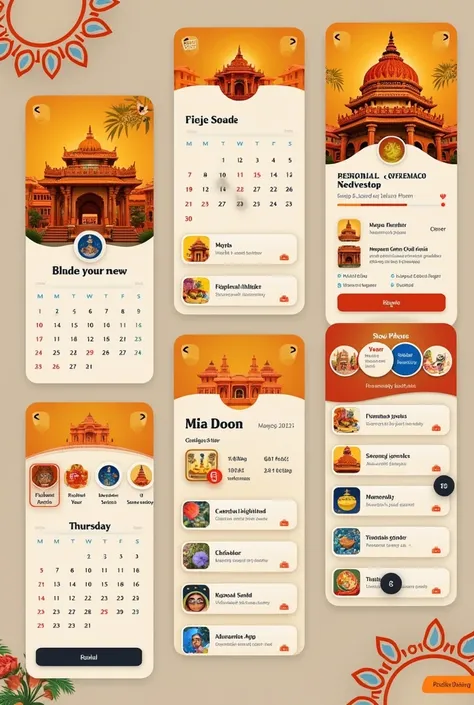 Create telugu calendar app screens using below link or reference https://play.google.com/store/apps/dev?id=6743112577217741255