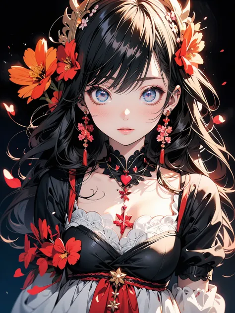 Anime-style girl with long hair and flowers, Cute anime waifu in a nice dress, Beautiful Anime Girls, Cute and detailed digital art, Beautiful anime portraits, pixiv artstationのguweiz, Gweiz-style artwork, Guweiz on ArtStation Pixiv, Detailed digital anime...