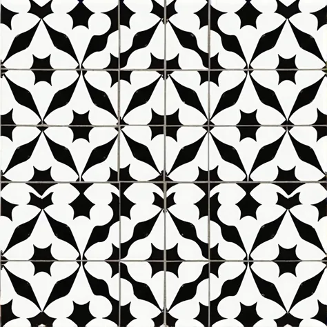 Design a seamless pattern featuring geometric shapes like hexagons, triangles, and circles, with a modern, minimalist aesthetic  only black and whate color--tile--s750