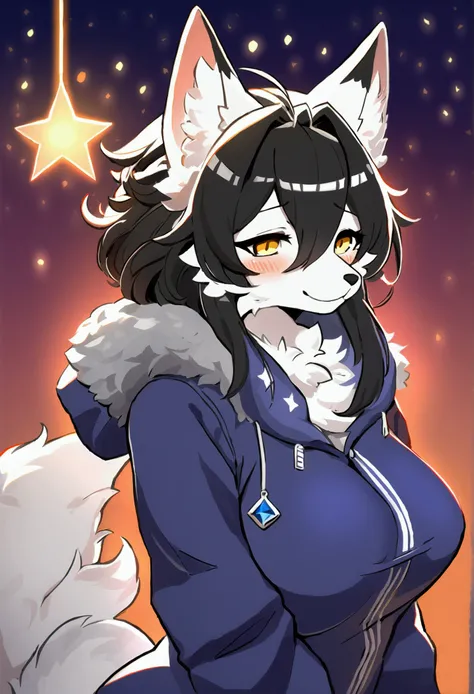 top quality, best quality, High-quality illustrations, masterpiece, 16k, 1080p, uploaded on e621)(kemono, furry, anthro, alone), round, 1 female, hot mother figure, very detailed body face and eyes, white fox, Tiare, (Alchemy Stars), white fur, fluff, big ...