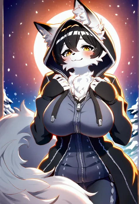 top quality, best quality, High-quality illustrations, masterpiece, 16k, 1080p, uploaded on e621)(kemono, furry, anthro, alone), round, 1 female, hot mother figure, very detailed body face and eyes, white fox, Tiare, (Alchemy Stars), white fur, fluff, big ...