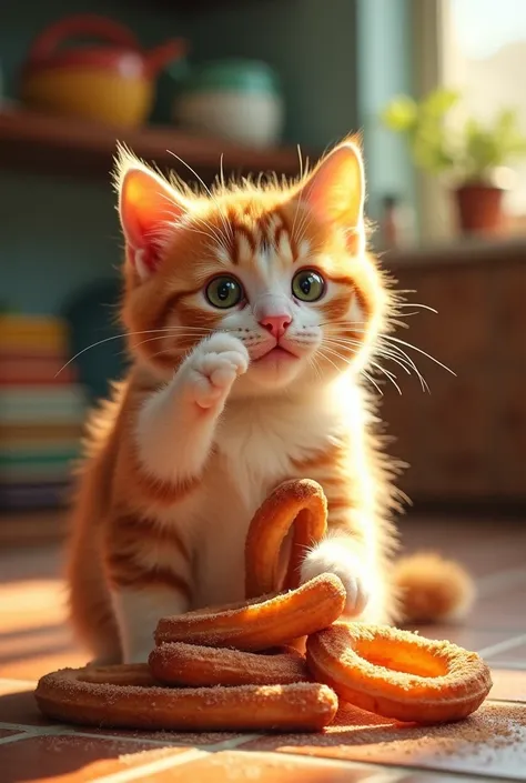 Cat eating churros
