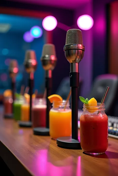 Podium microphones contrast studio lighting smoothie