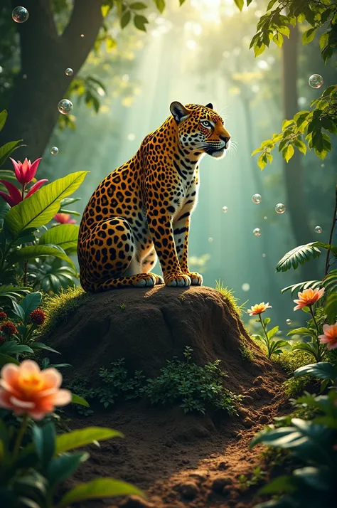 Drawing that has a jaguar as the theme "planting dreams, reaping the future"