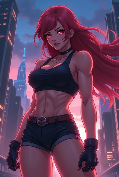 very muscular body anime woman