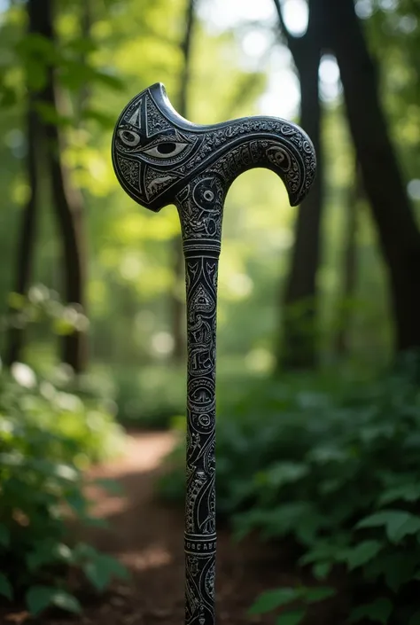 Black and white indigenous walking stick