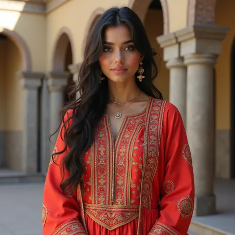 realistic photo, 25 year old indian women,((wearing a Panjabi traditional style vibrant coloursfull salwar suit)), standing a model pose,( portrait photography, background most realistic morden city,detailed face and body, natural lighting, high resolution...