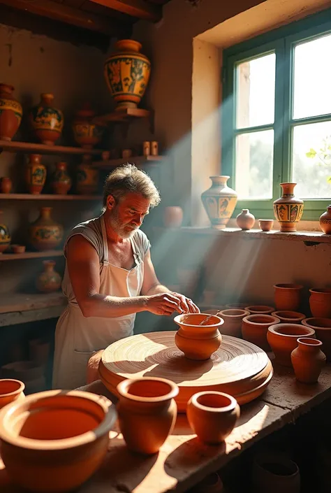 Images of Greek potters working in their workshops