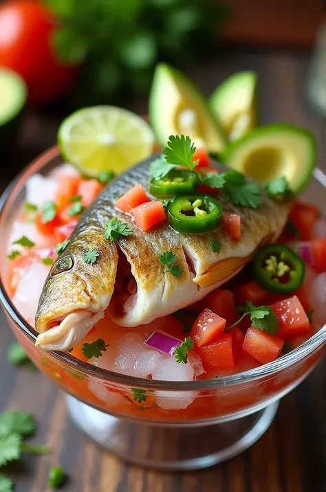 A picture of a fish in ceviche 