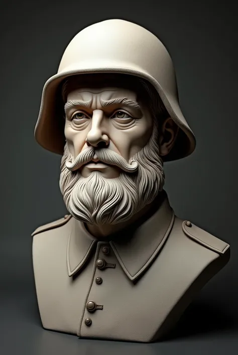 4k realistic bust sculpture wallpaper simulating, Soldier boy, a man with a beard