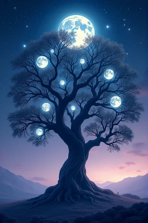 Tree with 12 moons.  Logo
