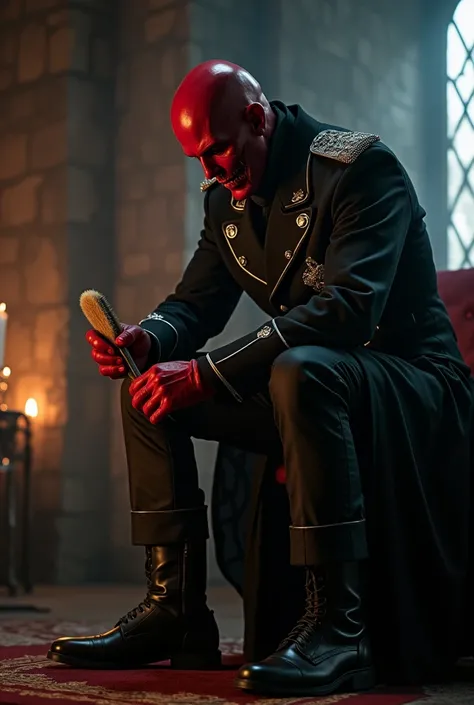 Dans le film Avengers, Red Skull tient une brosse et astique des chaussures.