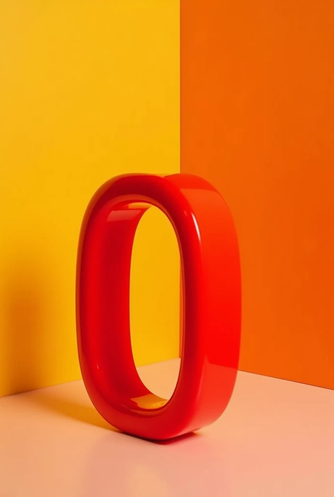 Create the red number 0 with the yellow-orange half-square background 