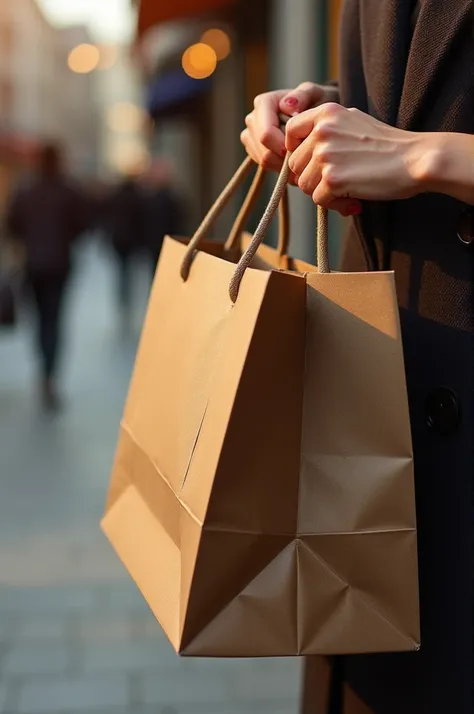 A person holding a shopping bag with logo but dont show his face show only hands