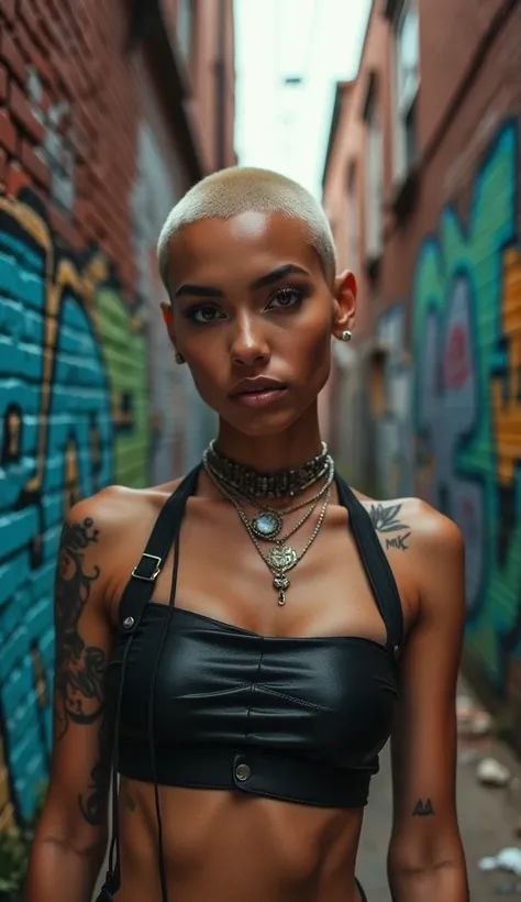 an image of a woman with shaved hair