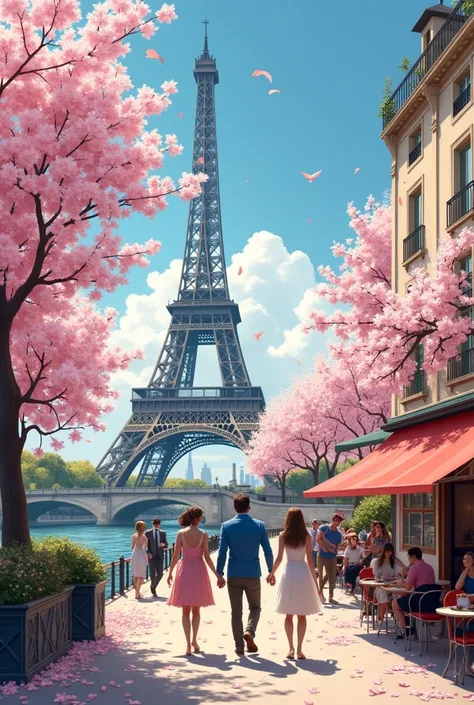 Spring in Paris with the Eiffel Tower in the background 