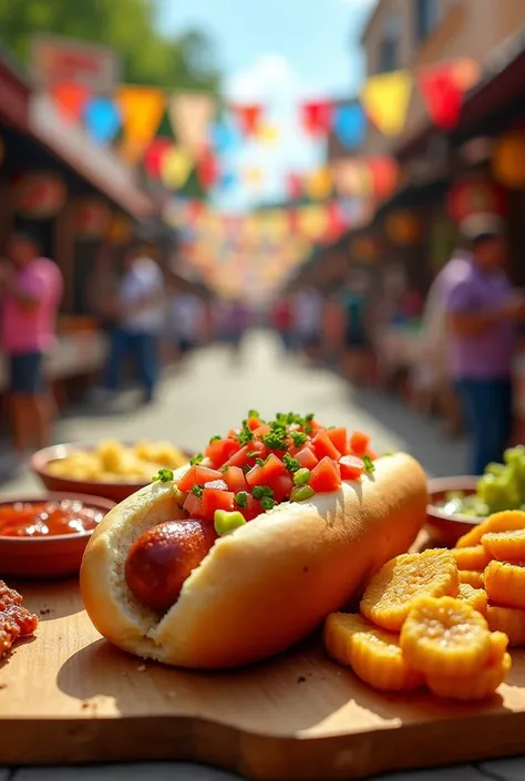 create an advertising image about the chapín hot dog