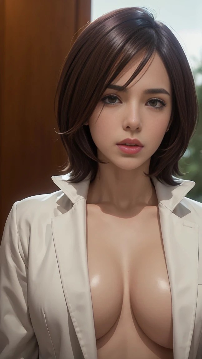 Science fiction,Películas de Science fiction,Artillery,long range missiles,Based on the Movie Foundation ,women,adult,protagonist,28 years old,hopeful face,Brown eyes,short hairstyle, Dark purple hair with white gray., High cut red string thong, seductive,...