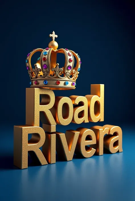 An image of my name Ronald Rivera in 3D in gold but without the R&#39;s joining together and a crown over the Ry in 3D

