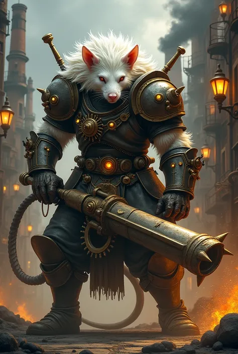 Rat Man　Beastman　Heavy Warrior　White hair　steampunk