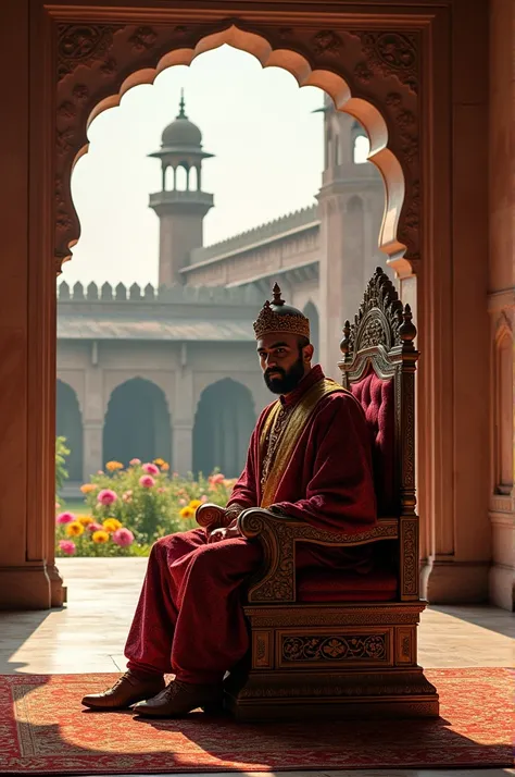 Mughal king Akbar in his fort