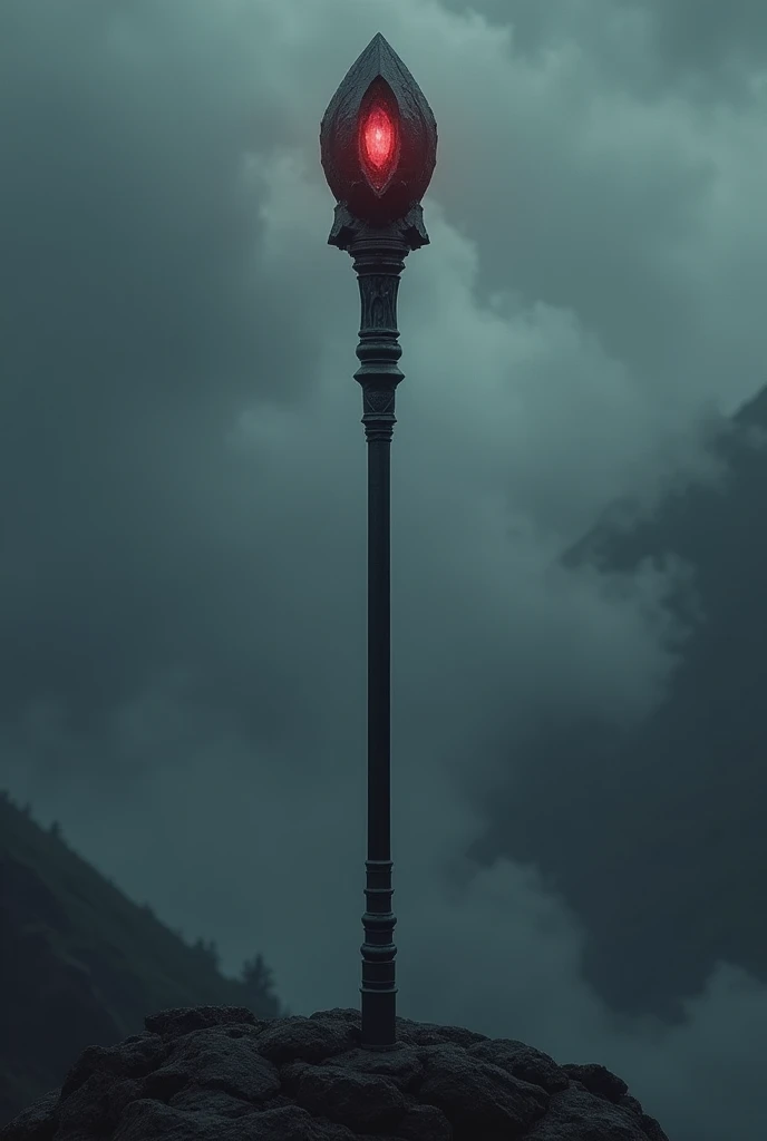 he "Shadow Staff" It is a long scepter, made of a matte black metal, that seems to absorb the light around it. On top, The staff has a dark stone that emits a faint reddish glow., representing the darkness and control that Hitler exerted during his time. h...