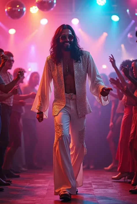 Jesus Christ as a 70s disco star.