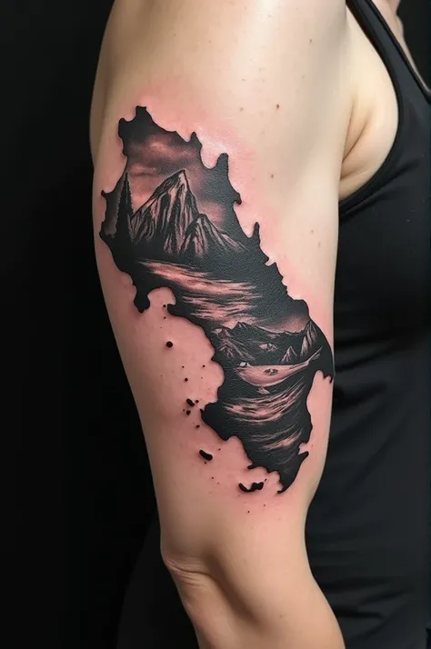 a blackword tattoo with the map of Costa Rica A shark 