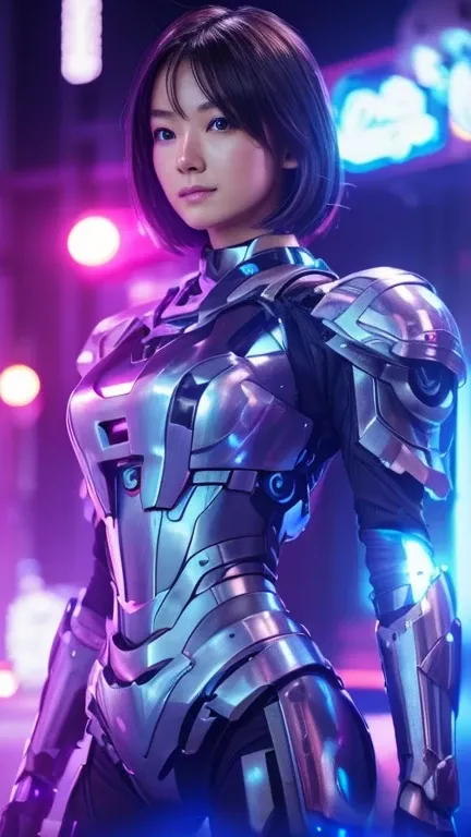 Highest quality, masterpiece, shape, (Realistic, photo-Realistic:1.37), wonderful, In detail, Unbelievably absurd, Very detailed, High resolution, Very detailed CG Unity 8k , Very detailed目と顔, Ray Tracing, The cyborg girl is pure.,She is wearing a mecha ar...