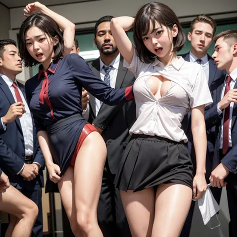 A beautiful and pure high school girl surrounded by excited high school boys, A high school boy rips his uniform off to reveal his sexy underwear, A high school boy grabs my breasts from behind, Anatomically correct, Being molested by a group of men, Be su...