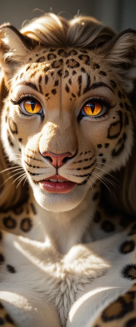 a sexy and stunning girl that is furry like a wonder leopard,beautiful detail eyes,(furry leopard girl:1.3) beautiful detailed l...